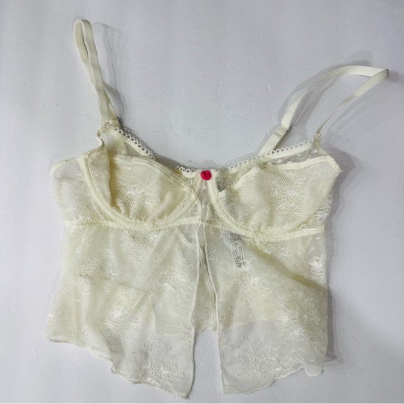 Out From Under Sheer Lace Cropped Babydoll Cami Size Small - Picture 2 of 9